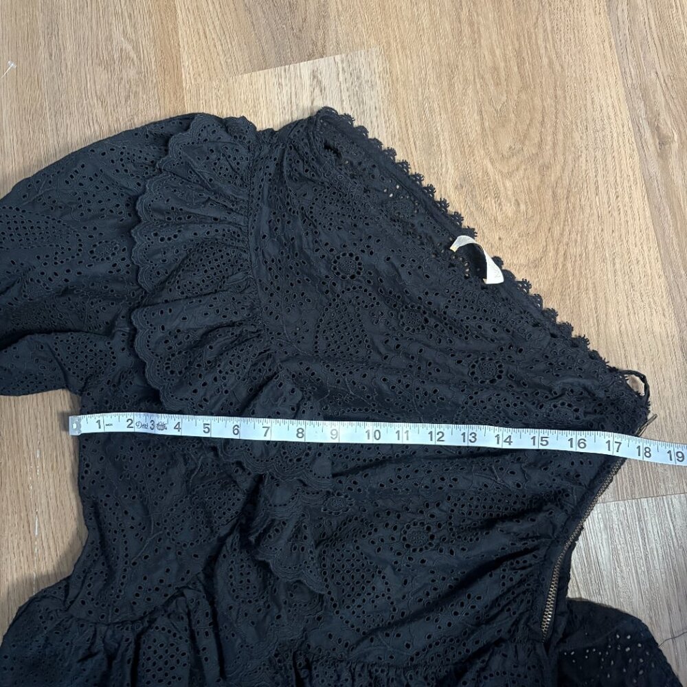 Ulla Johnson Twyla Dress in noir black size 8 one shoulder cotton eyelet midi 6 - Picture 9 of 11